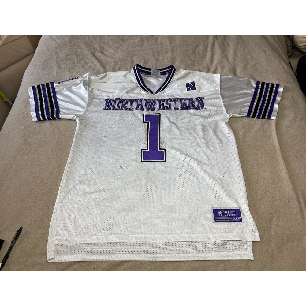 Northwestern Wildcats Colosseum Football Jersey Men's XL White Purple #1